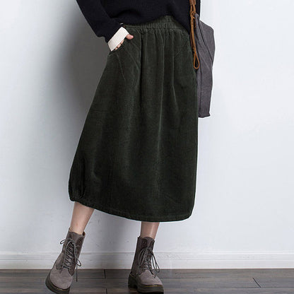 Cozy Autumn Winter Casual A Word Corduroy Skirt
