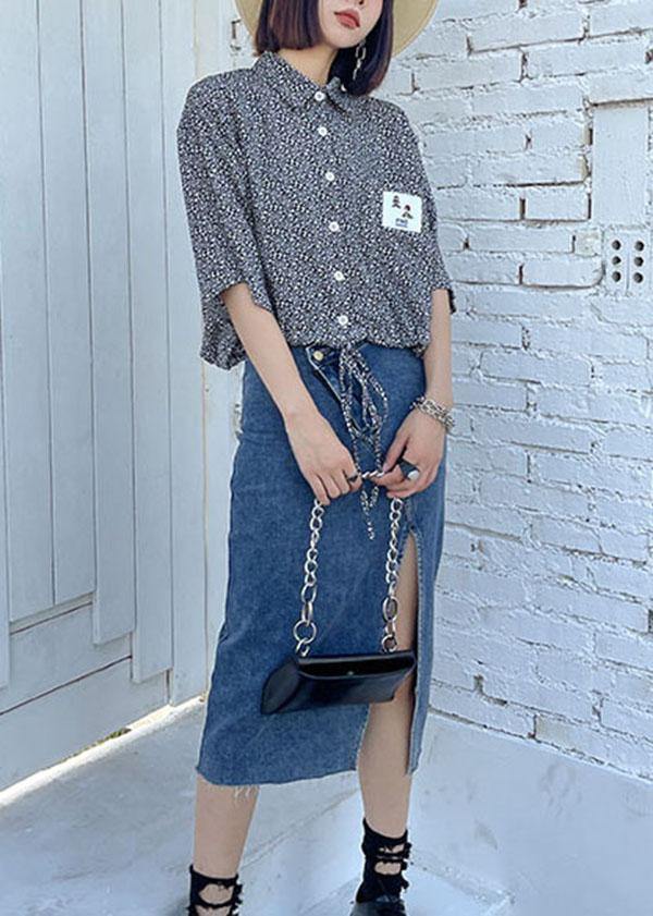 Classy Blue Cozy asymmetrical design Skirts Denim Casual