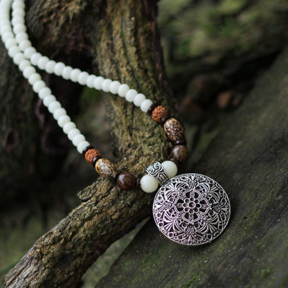 Retro Ethnic Style Handmade White Bodhi Necklace