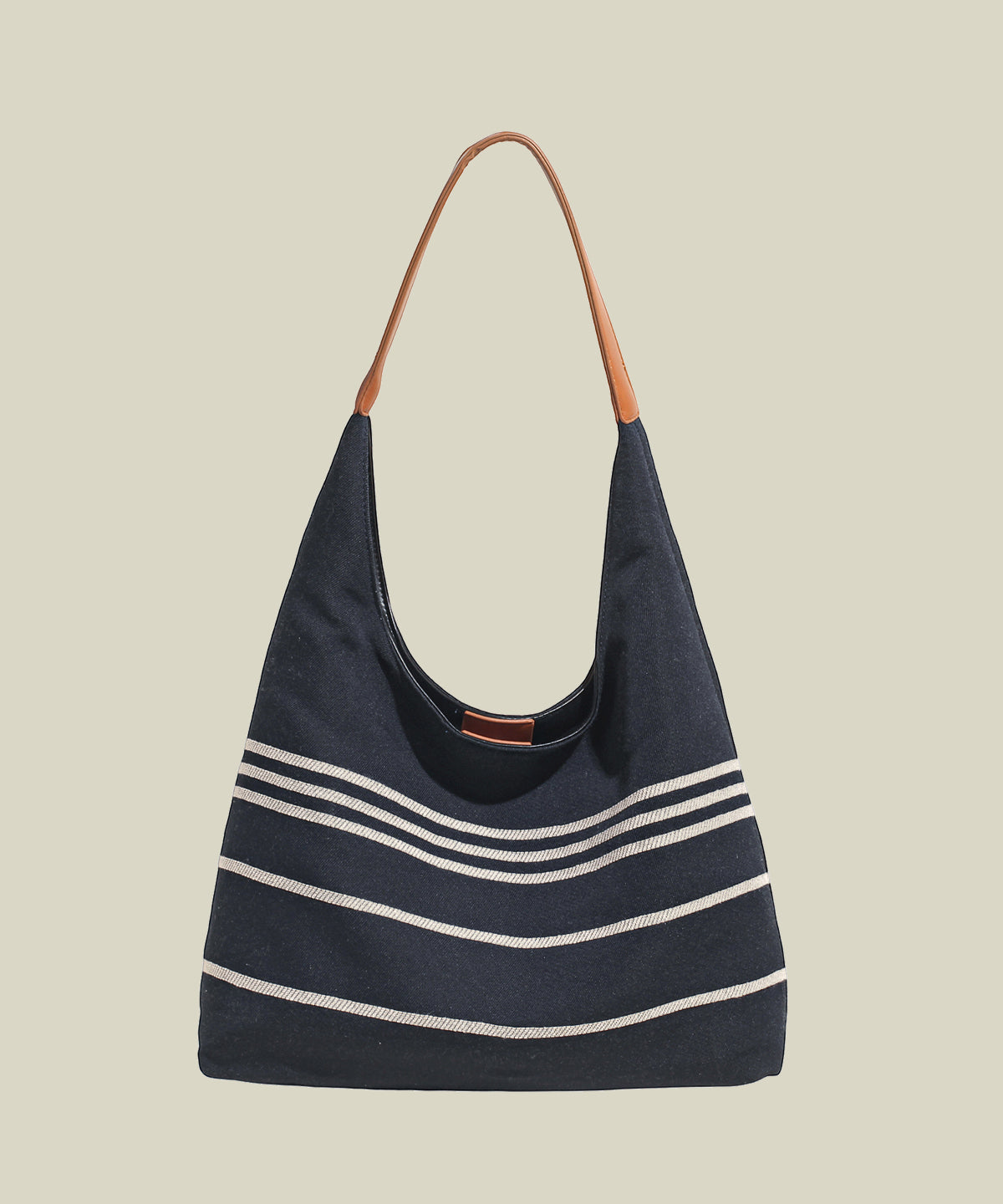 Retro Navy Striped Solid Durable Canvas Satchel Handbag