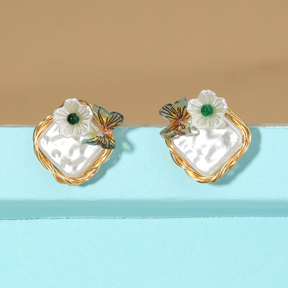 Fresh And Wild Small Butterfly Flower Earrings