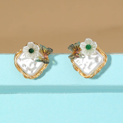 Fresh And Wild Small Butterfly Flower Earrings