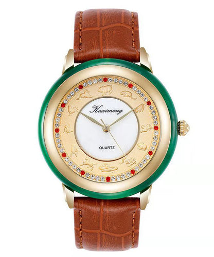 DIY White Leather Alloy Sapphire Crystal Watches