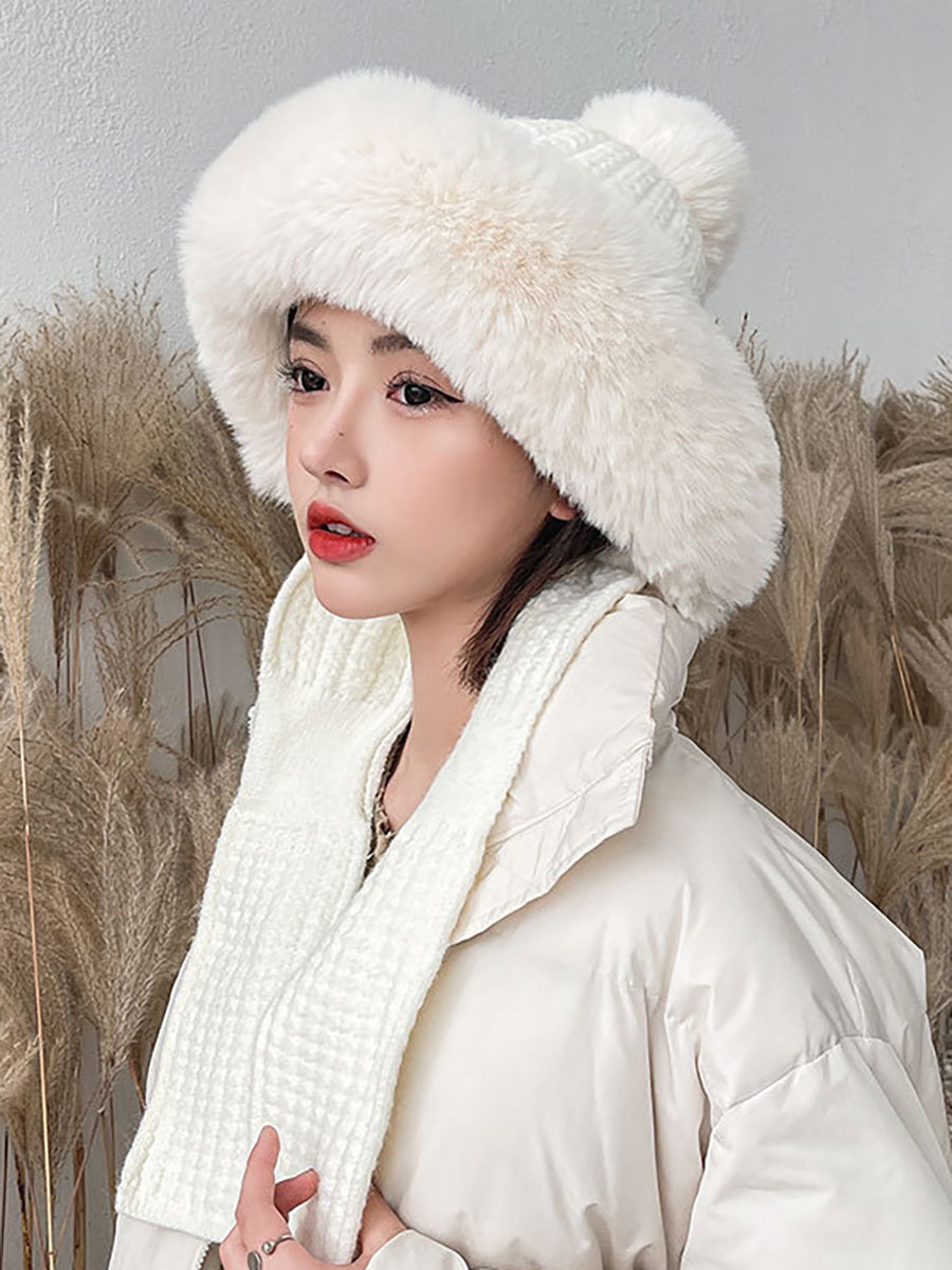 Women Winter Solid Color Korean Adult Plush Hat