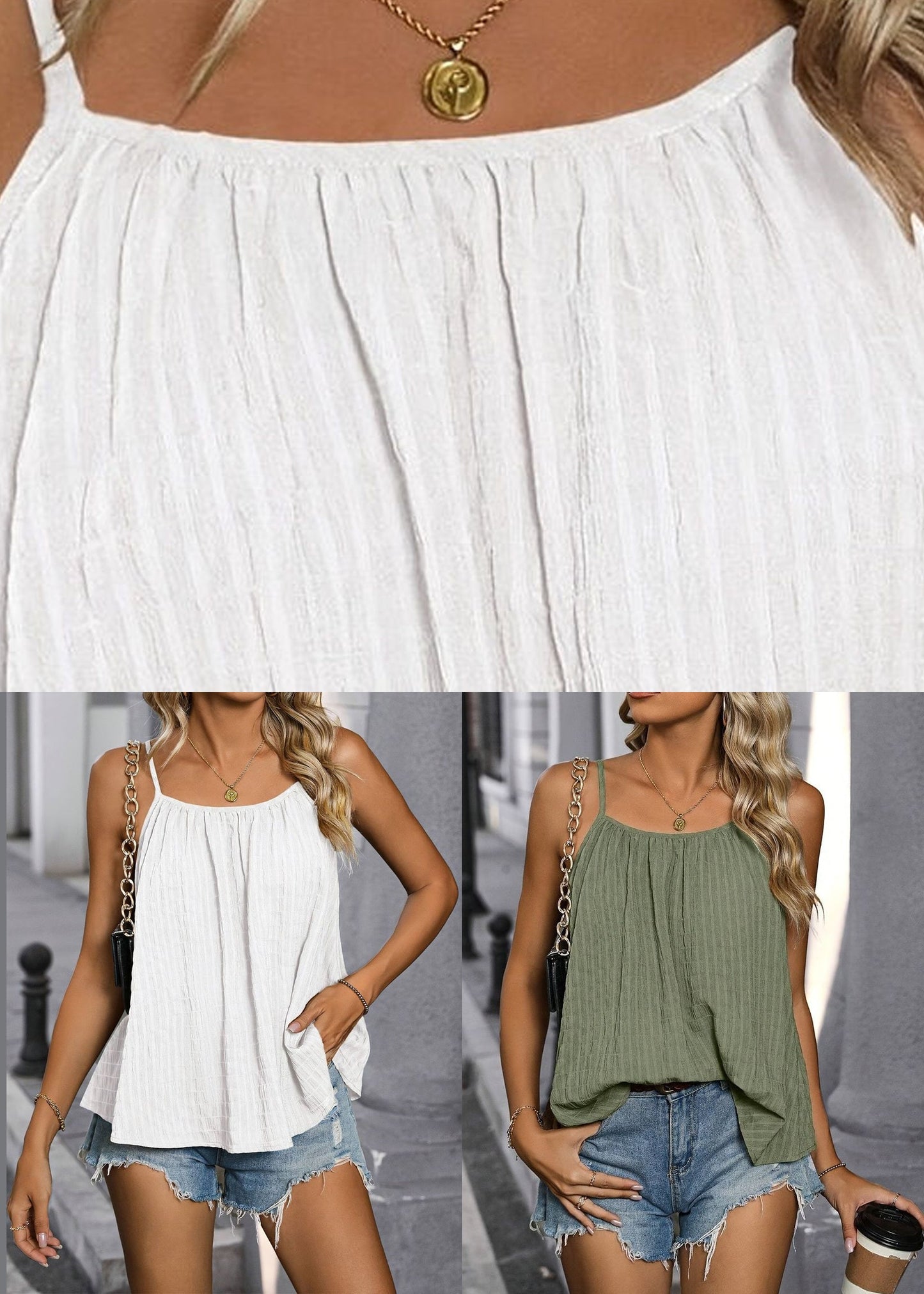 Chic Green Loose Solid Vest Sleeveless