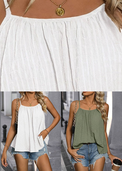 Chic Green Loose Solid Vest Sleeveless