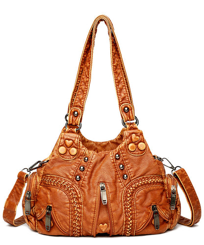 New Yellow Versatile Rivet Large Capacity Shoulder Bag