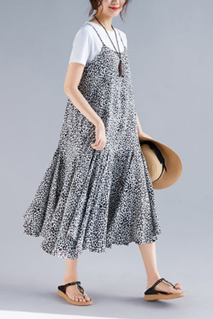 Beach black floral dress stylish Work Outfits Spaghetti Strap robes Summer Dress