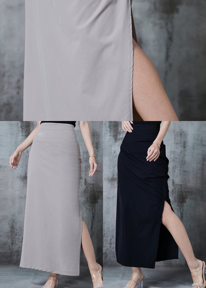 Chic Grey Side Open Silm Fit Spandex Wraped Skirts Spring