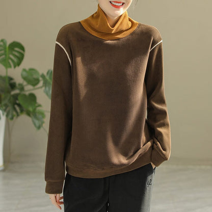 Winter Fashion Patchwork Loose Warm Fleece Sweater