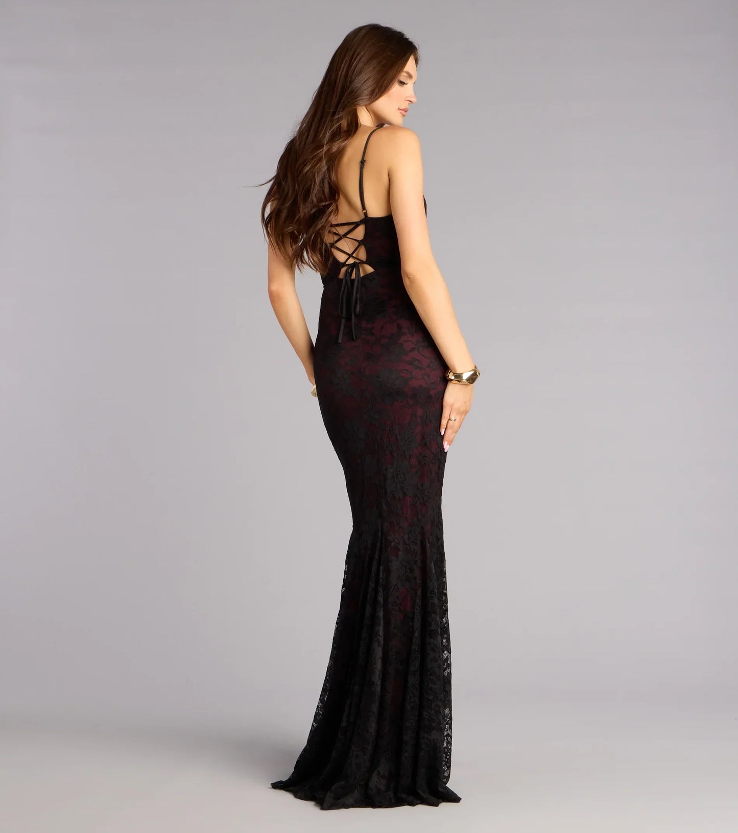 Ellianna Lace Cowl Neck Mermaid Dress