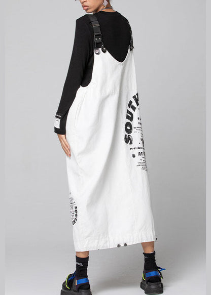 Women White Graphic denim drawstring Dresses