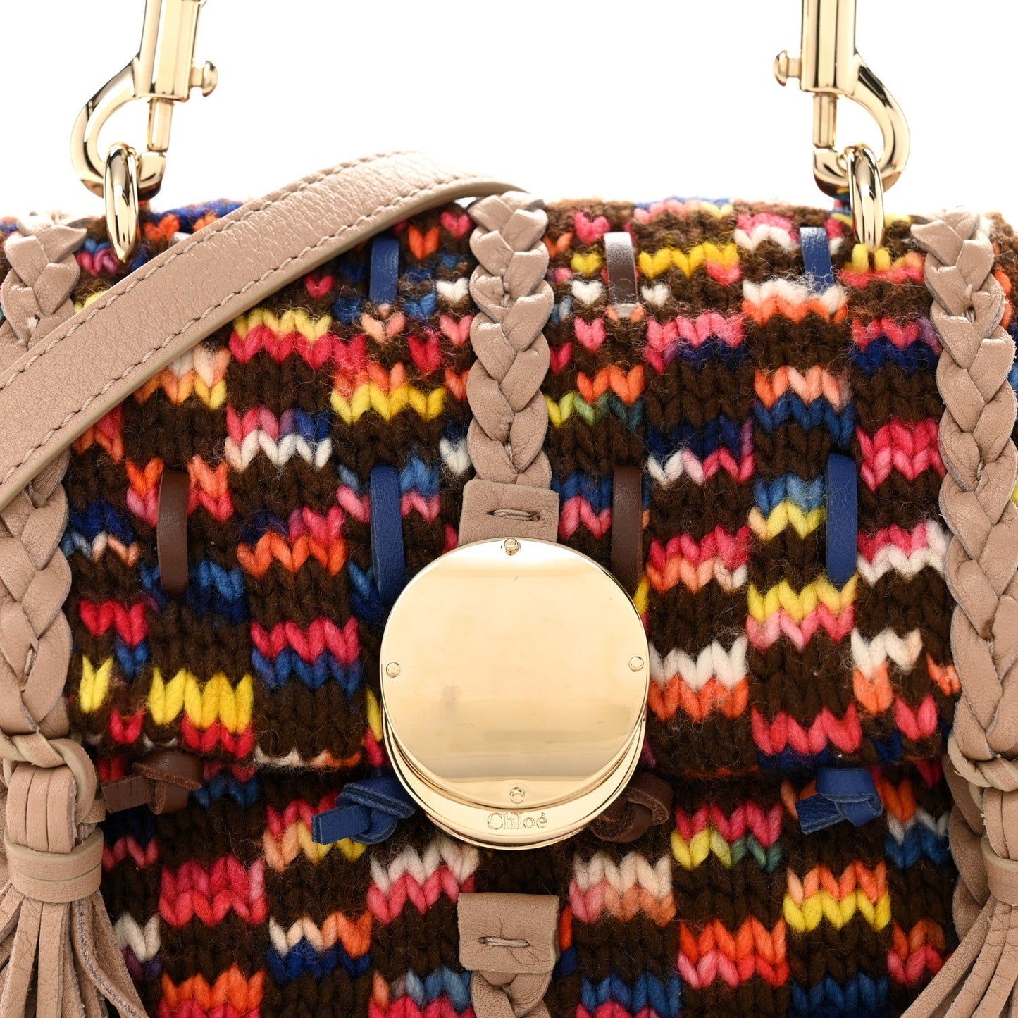 Cashmere Knit Calfskin Mini Penelope Soft Shoulder Bag Woodrose Multicolor