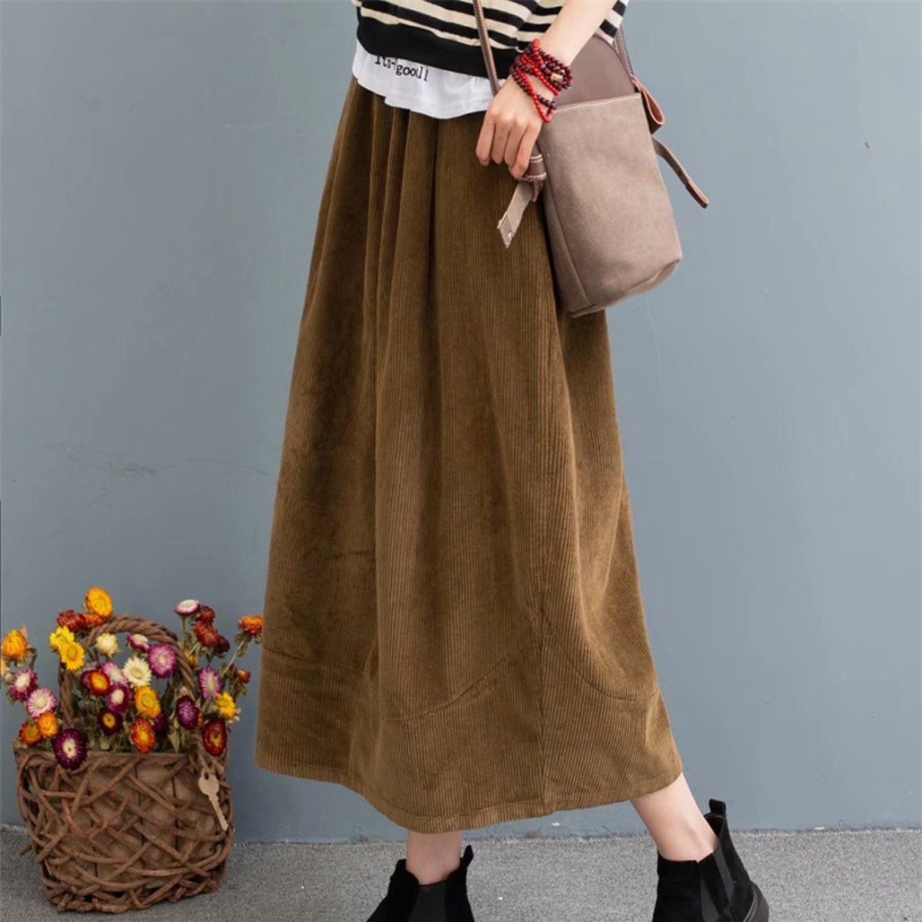 Cozy Autumn Retro Corduroy Casual Loose Skirt