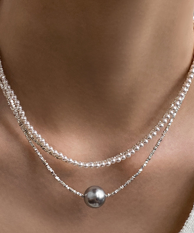 Light Luxury WhiteBroken Silver White Pearl Necklace