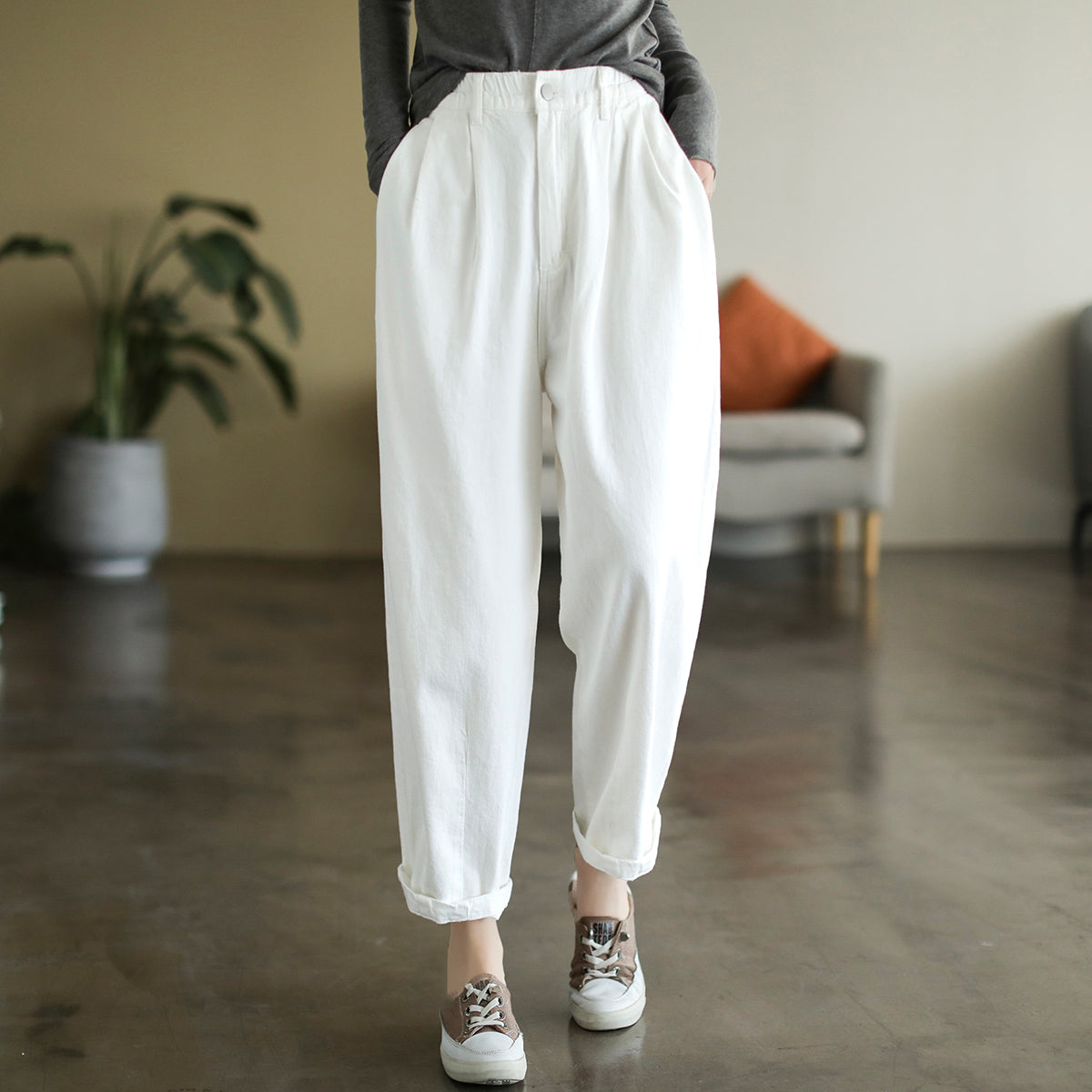 Women Summer Loose Thin Cotton Harem Jeans