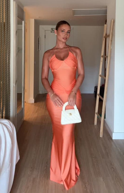 Sexy Halter Slim-Fit Solid Color Dress