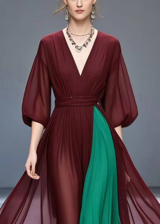 Vintage Mulberry Exra Large Hem Patchwork Chiffon Dress Summer
