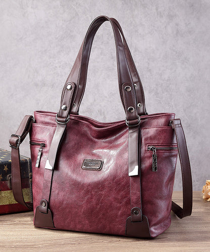 Modern Brown Large Capacity Calf Leather Shoulder Bag