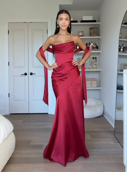 Sexy Sleeveless Cold-Shoulder Tube Top Solid Color Dress