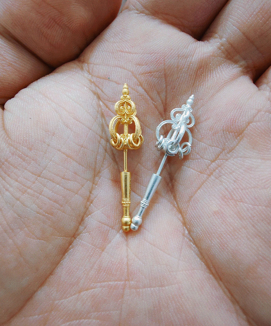 Original Design Gold Copper Zen Staff Earrings