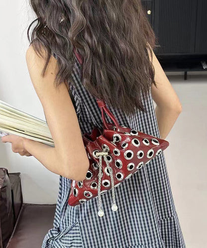 Original Design Mulberry Hollow Out Drawstring Faux Leather Shoulder Bags