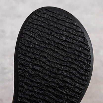 Women 2022 Sewing Platform Casual Leather Slippers