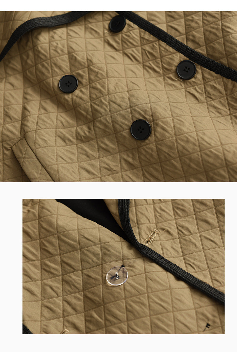 Retro Fashion Double Breasted Casual Fake Two Piece Coat