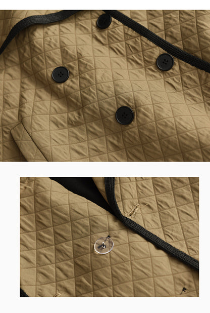 Retro Fashion Double Breasted Casual Fake Two Piece Coat