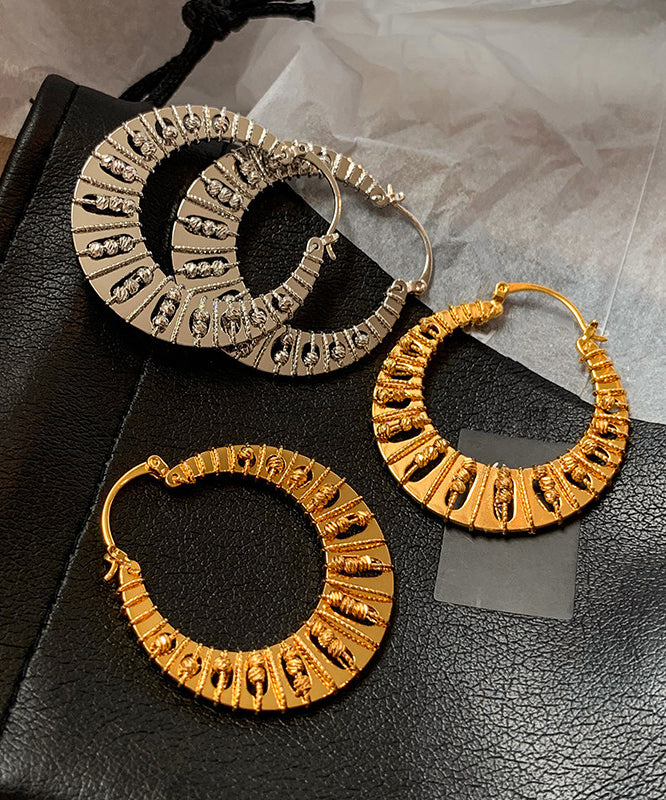 Boho Golden Hollow Out High Quality Metal Hoop Earrings