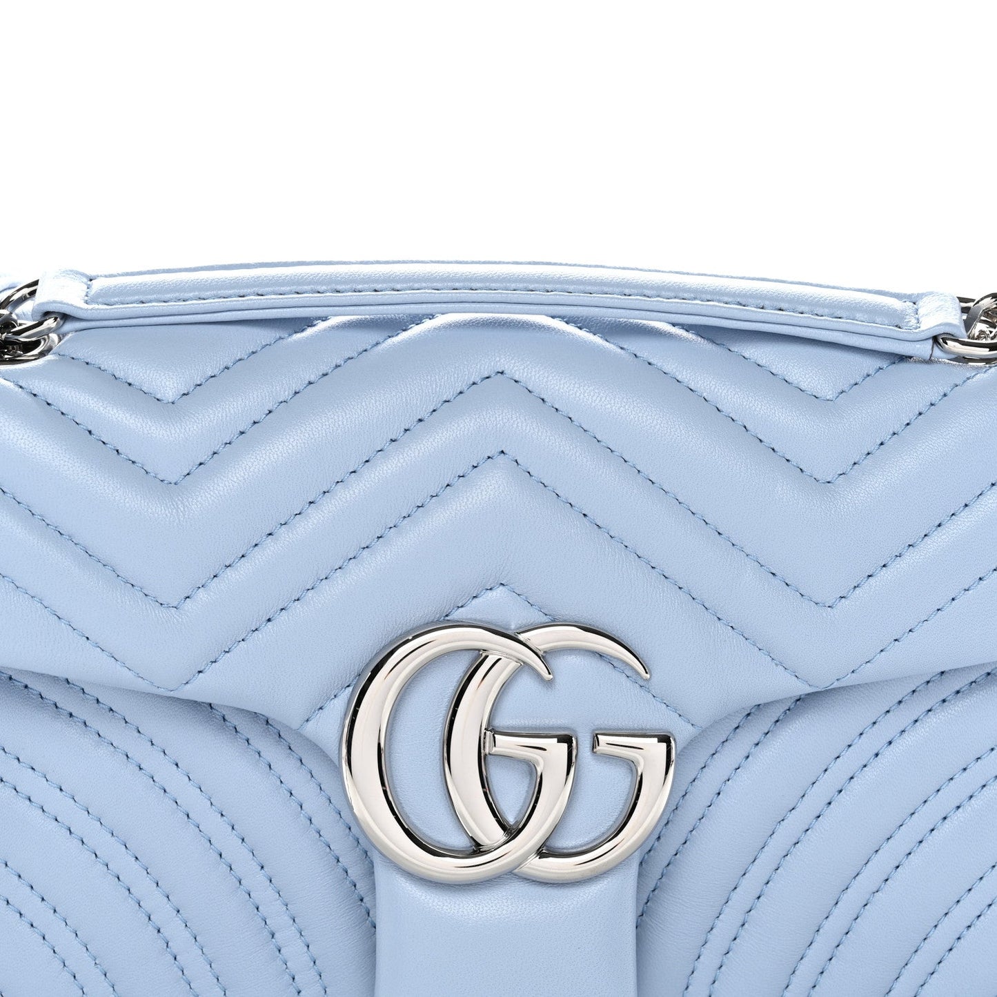 Lambskin Matelasse Medium GG Marmont Shoulder Bag  Light Blue
