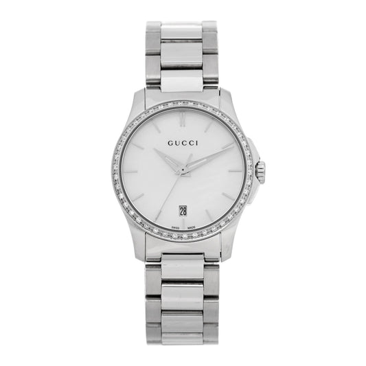 Stainless Steel Diamond Bezel Mother of Pearl 28mm G-Timeless Quartz Watch