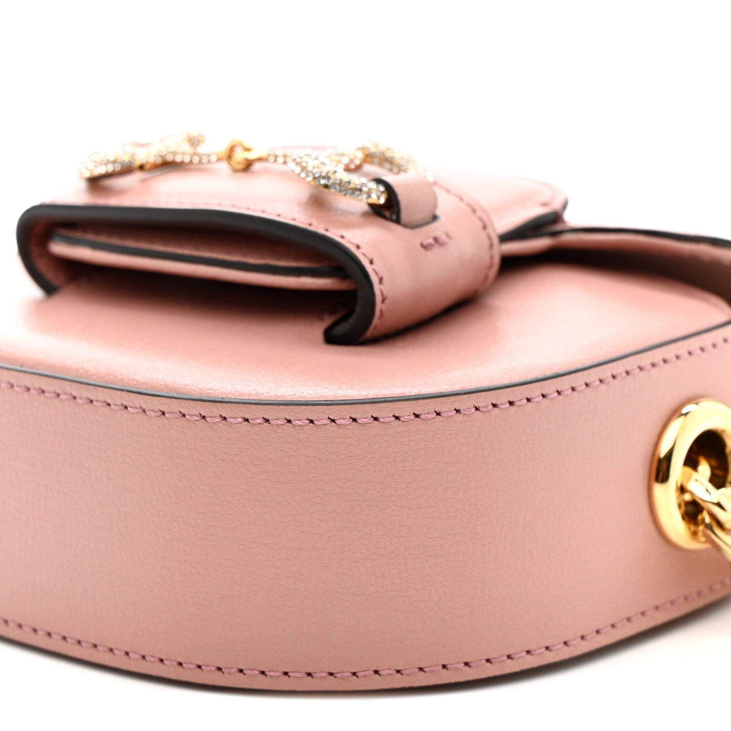 Azalea Calfskin Crystal GG Monogram Mini Horsebit 1955 Waist Bag Pink