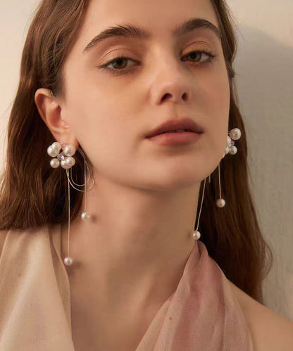 Light Luxury Tassel Pearl Long Stud Earrings