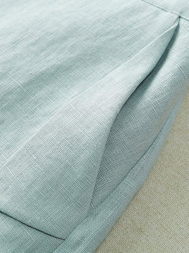 Solid Color Casual Linen Wide Leg Shorts