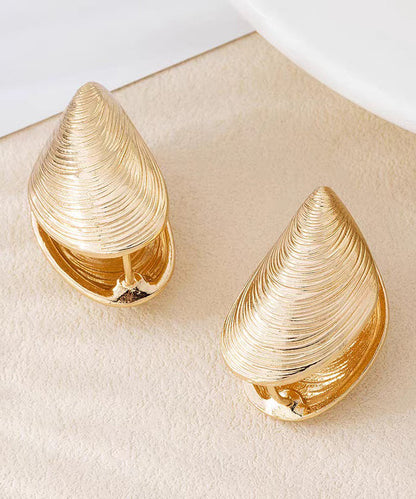 Fine Gold Copper Overgild Shell Thread Stud Earrings
