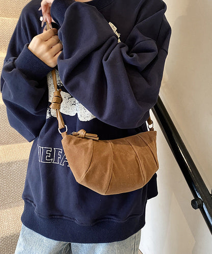 Chic Coffee Wrinkled Patchwork Suede Hobo Bag