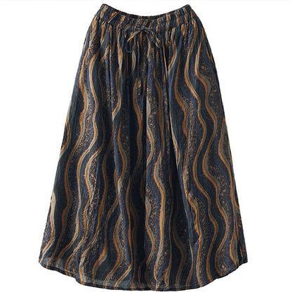 Vintage-Print Elasticated Waist Skirt
