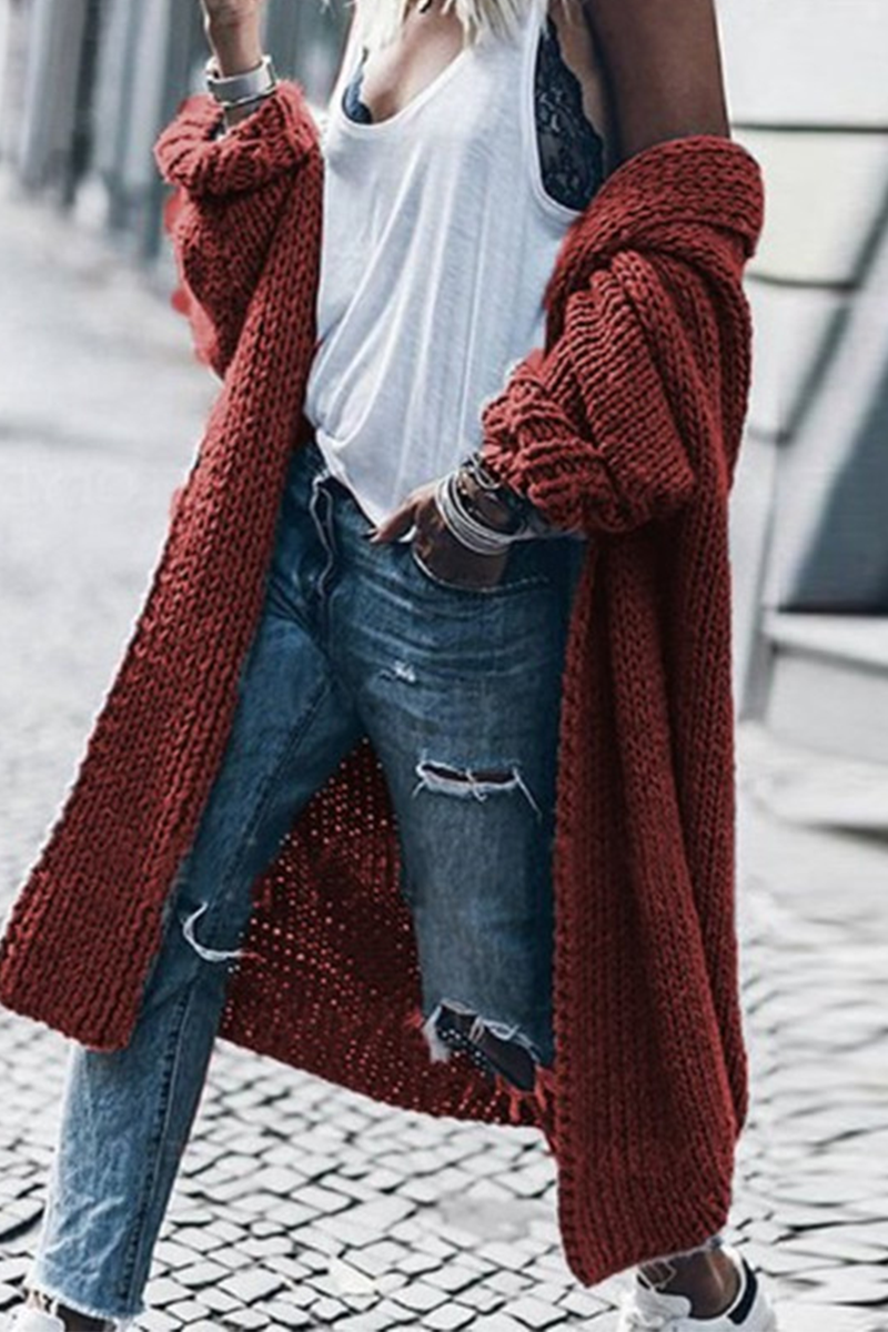 Casual Retro Solid Patchwork Cardigan(5 Colors)