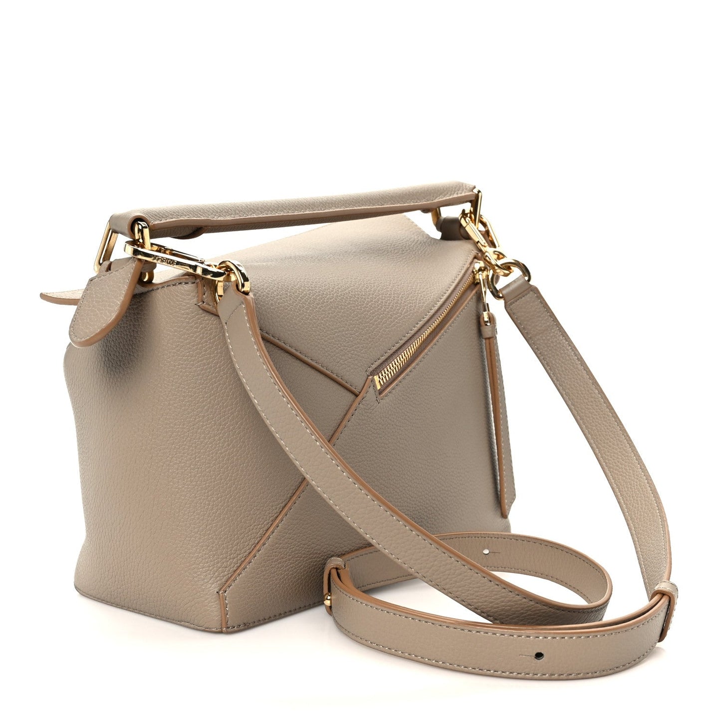 Grained Calfskin Small Puzzle Edge Bag Sand