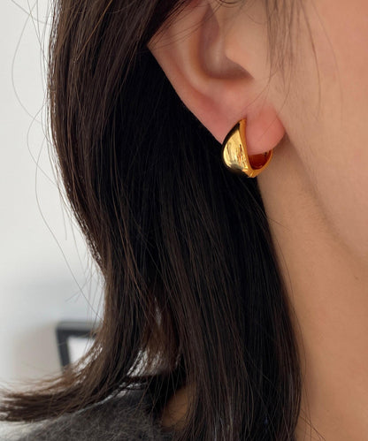 European And American Gold Water Drop Metallic Ring Earrings