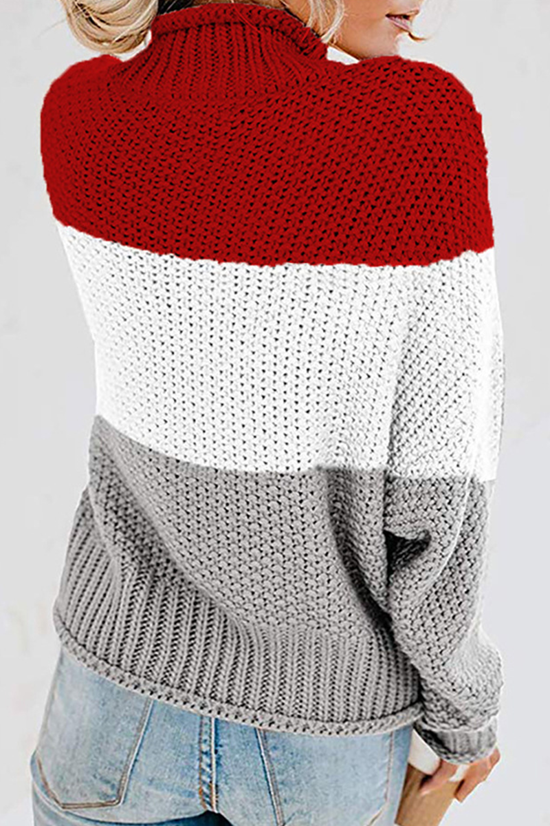 Casual Patchwork Contrast Turtleneck Tops(7 Colors)