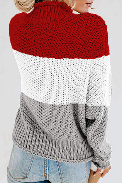 Casual Patchwork Contrast Turtleneck Tops(7 Colors)