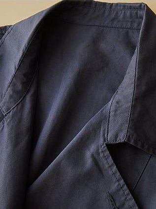 Women's Natural Fabric Double-breasted Minimalist Style Coat With Pockets In One-Size