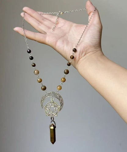 Vintage Metal Star Moon Universe Lariat Necklace
