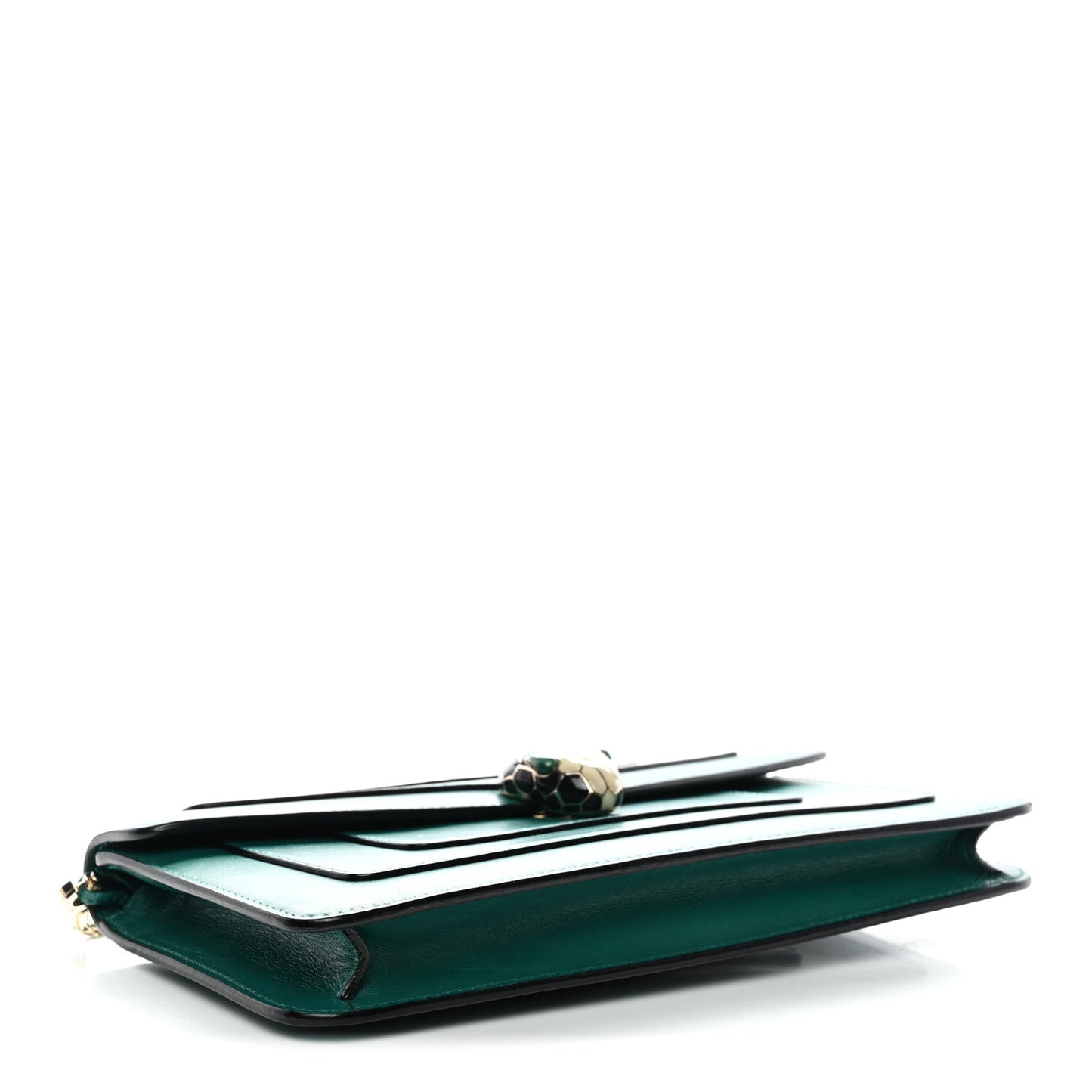 Calfskin Serpenti Forever Flap Clutch Emerald Green