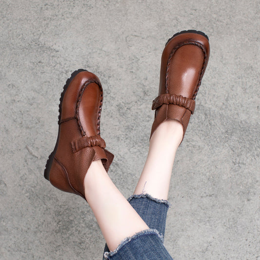 Women Autumn Retro Soft Leather Casual Shoes