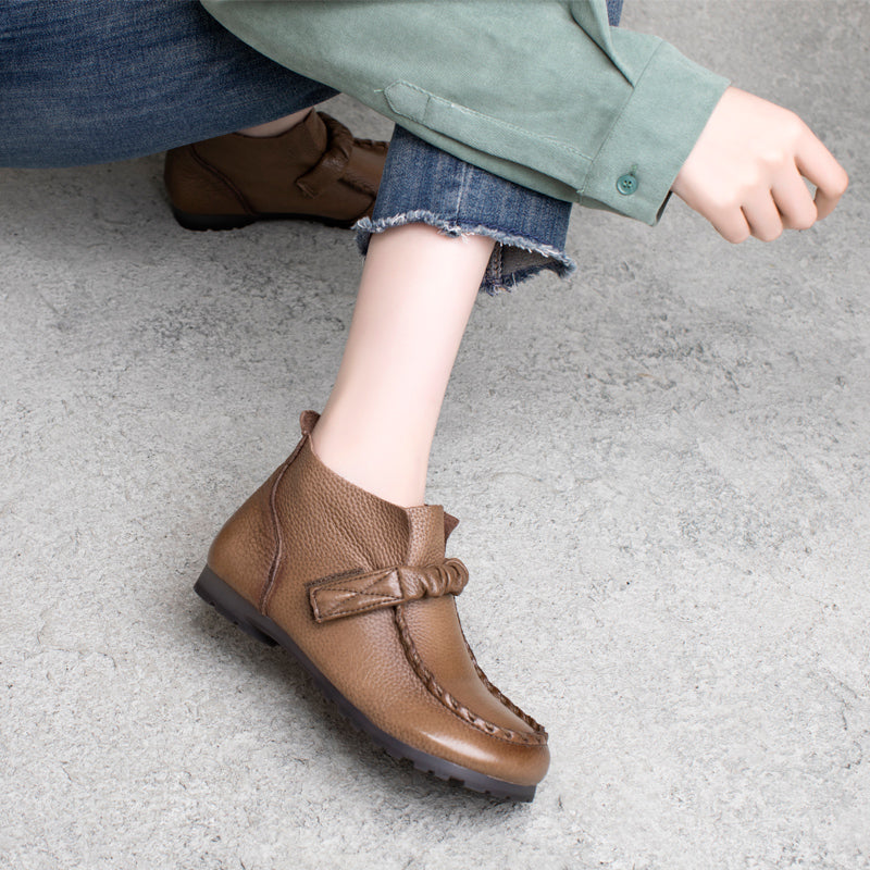 Women Autumn Retro Soft Leather Casual Shoes
