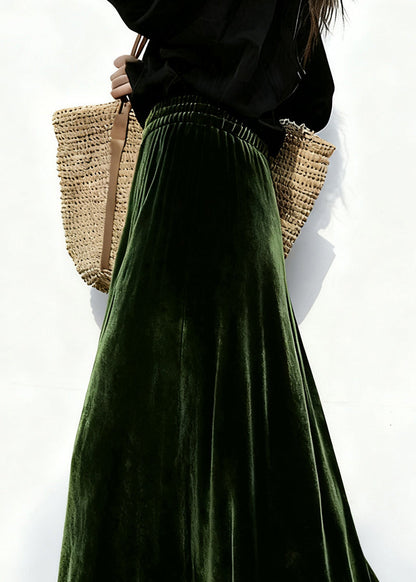 Elegant Ruffled Elastic Waist Patchwork Velour Skirt Winter