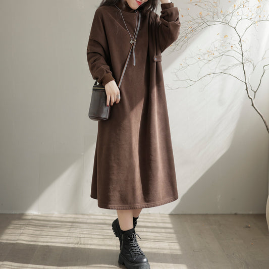 Autumn Winter Furred Turtleneck Casual Dress